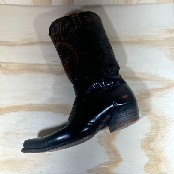 Vintage Texas Brand Brown Leather Stitched Peacock Cowboy Boots Men’s Size 9.5 D - Picture 7 of 12